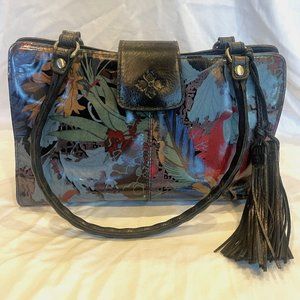 Patricia Nash Blue Forest Print Satchel (Retired)